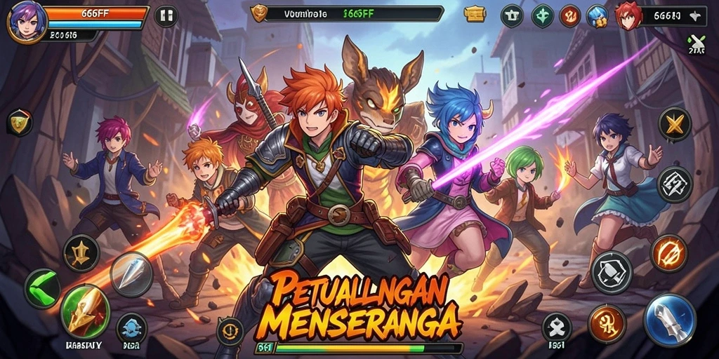 Screenshot utama 666FF menampilkan aksi seru karakter Anime.