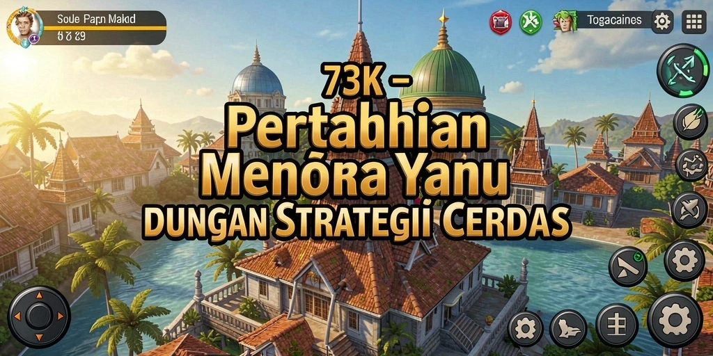 Screenshot utama 73K menunjukkan aksi gameplay Tower Defense yang intens.
