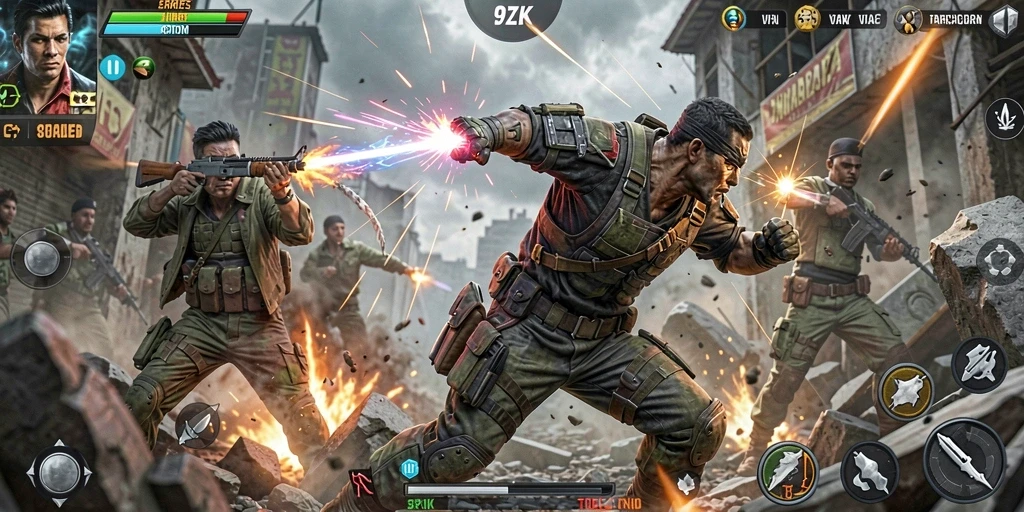 Tampilan gameplay <strong>9ZK</strong> yang penuh aksi dan pertarungan seru.