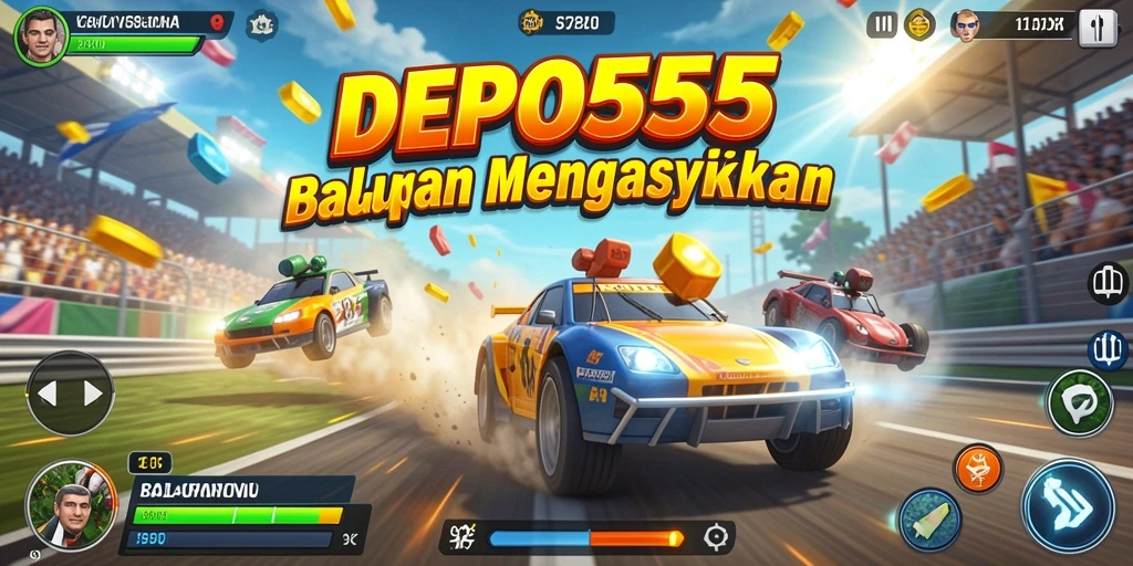 Screenshot gameplay DEPO555 yang menampilkan aksi balapan mendebarkan.
