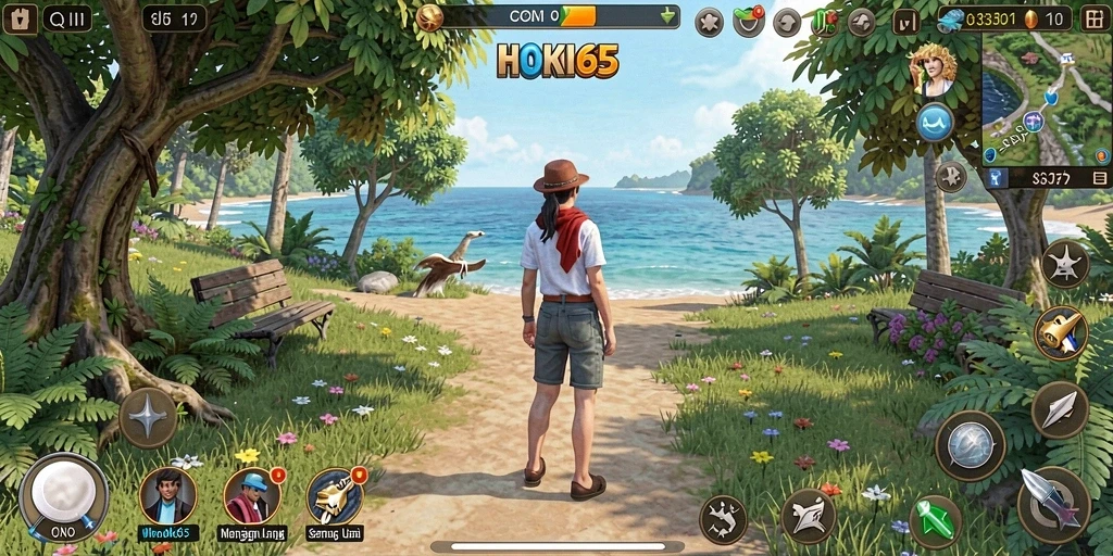 Tampilan gameplay HOKI65 yang ceria dan menghibur.