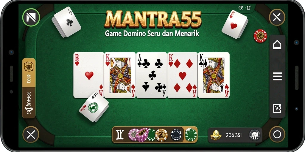 Tampilan gameplay menarik dari MANTRA55 dengan kartu Domino.