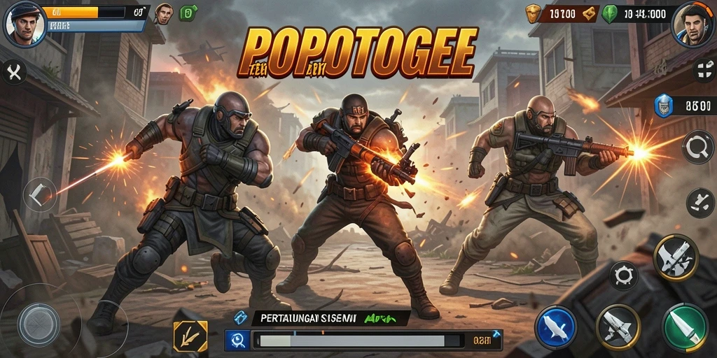 Screenshot gameplay seru di arena pertarungan POPOTOGEL.