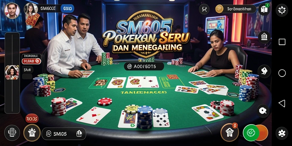 Tampilan gameplay Poker yang menarik di SM605 dengan suasana kasino yang nyata.