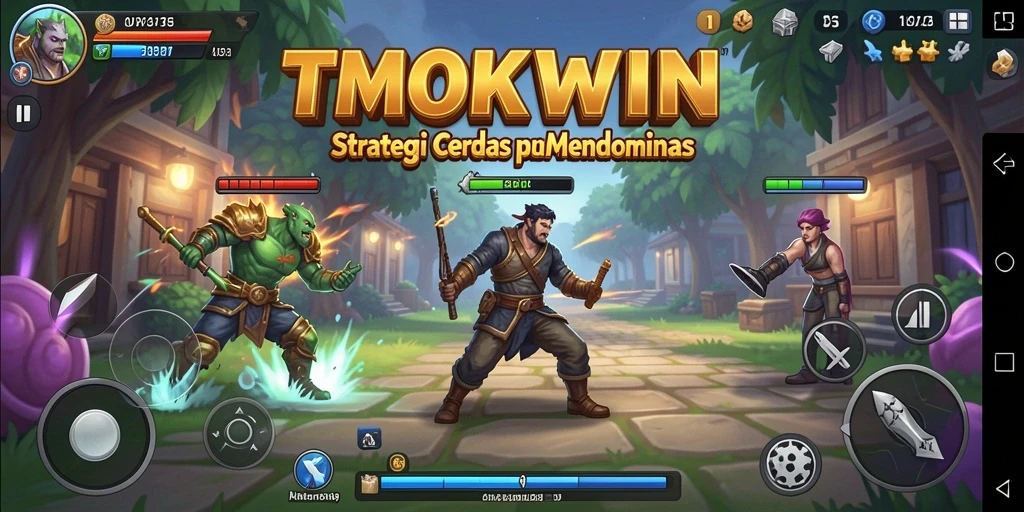 Screenshot gameplay TMOKWIN menunjukkan aksi pertempuran strategis yang mendebarkan.